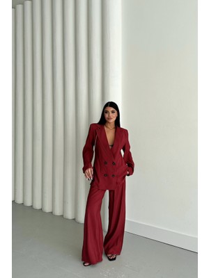 Miralis Torqvitrin Modal 4 Düğme Astarsız Ceket - Pantolon Takım - Bordo