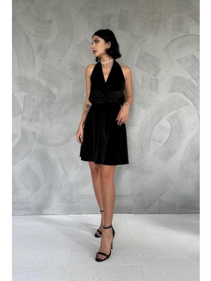 Miralis Torqvitrin Siyah Boyundan Geçmeli Elbise