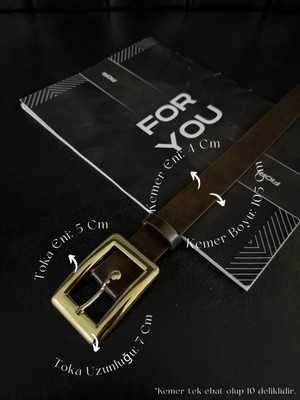 Fiori Kare Gold Tokalı Kadın Pantolon Kemeri, Ceket Kemeri, Elbise Kemeri, Gömlek Kemeri