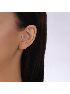 Assos Pırlanta Altın Tragus Yılan Piercing - 14K