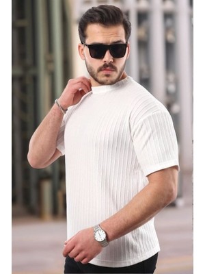 Erkek Kısa Kollu Örgü Kumaş Bisiklet Yaka T-Shirt