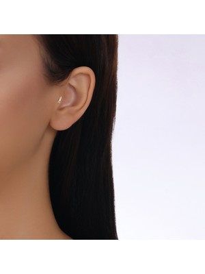 Assos Pırlanta Altın Taşlı Tragus Ok Piercing - 14K