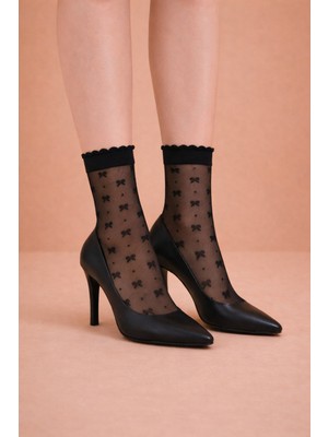 Katia & Bony Kadın Kurdele Desenli İnce Soket Çorap Siyah