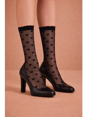 Katia & Bony Kadın Kalpli İnce Soket Çorap Siyah