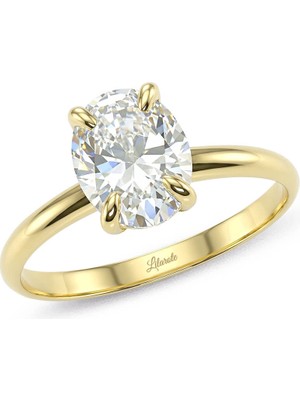 Lilarote Oval Taşlı Altın Tektaş Yüzük