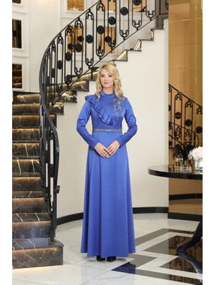 S7v7n Exclusive Saten Abiye Omuz Detaylı