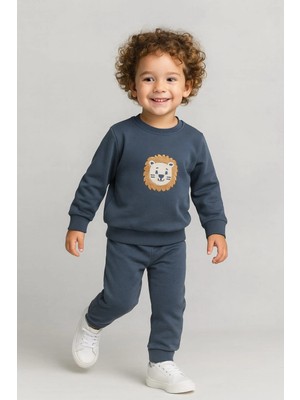 İklimix Erkek Çocuk Nakışlı Eşofman Takımı %100 Pamuk 2 İp