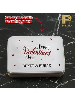 Prestio Kişiye Özel Dekoratif Metal Kutu, Beyaz Renk, 190 x 135 x 45H mm