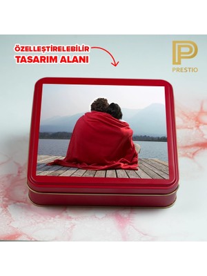 Prestio Kişiye Özel Dekoratif Metal Kutu, Kırmızı Renk, 192 x 192 x 45H mm