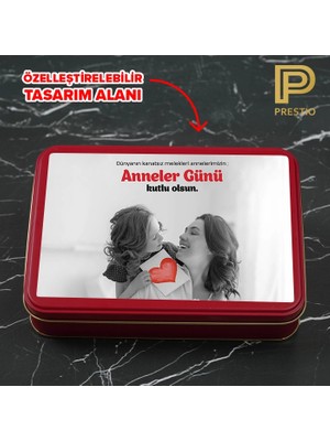 Prestio Kişiye Özel Dekoratif Metal Kutu, Kırmızı Renk, 190 x 135 x 45H mm