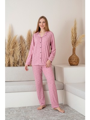 Morvarid Uzun Kollu Milan Gömlek Pijama Takımı- Soft Seri