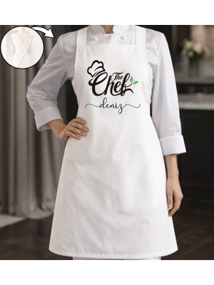 Bk Gift Kişiye Özel Isimli Çapraz Askılı Beyaz Mutfak Önlüğü - 13, Aşçı Önlüğü, Şef Önlüğü, Anneye Hediye