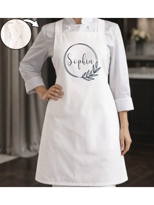 Bk Gift Kişiye Özel Isimli Çapraz Askılı Beyaz Mutfak Önlüğü - 15, Aşçı Önlüğü, Şef Önlüğü, Anneye Hediye