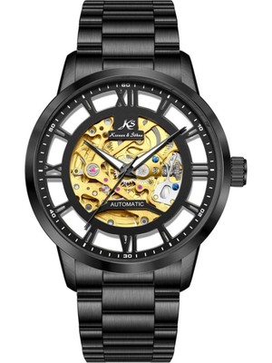Kronen&söhne Mechanon Siyah Çelik Gold Skeleton Otomatik Mekanik Erkek Kol Saati