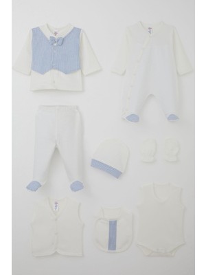 Breeze Erkek Bebek Hastane Çıkışı 8 Li Sabit Papyonlu Yelekli 0-3 Ay, Ekru