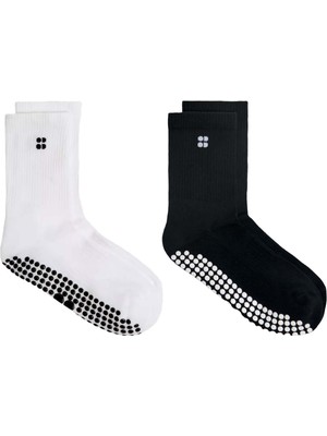 Sweaty Betty Pilates Crew Gripper Sock 2 Pa Kadın Siyah Çorap