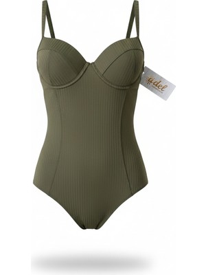 Adel Swimwear Ayarlanabilir Askılı Push-Up Kaplı Mayo - Yeşil