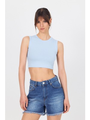 Rays Mavi Bisiklet Yaka Crop Atlet 9189M