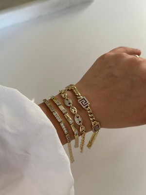 Luckyb Store Minik Taşlı Düz Sıra Xuping Bileklik