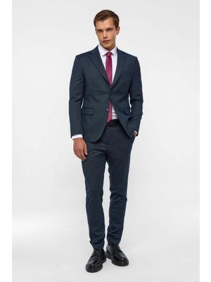 Süvari Slim Desenli Mono Yaka 6 Drop Lacivert Erkek Alt-Üst Takım TK1020000324