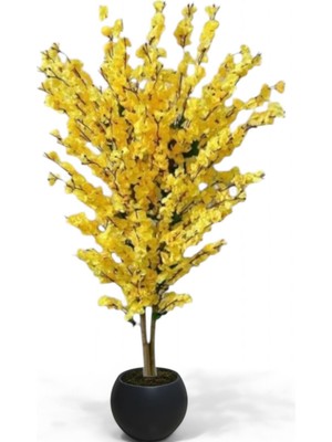 160 cm Sarı Bahar Dalı Yapay Ağaç 81 Dal Küre Saksı