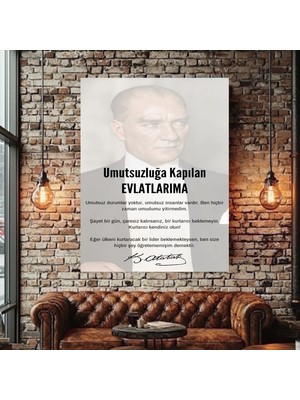 Özkacar Group Atatürk Gençliğe Öğütü Kanvas Tablo Ev Duvar Salon Ofis Dükkan Iş Yeri Hediyelik Dekarasyon Süsü