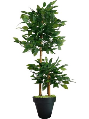 Erhan Flowers Yapay Çiçek Siyah Saksıda Benjamin Salon Balkon Ev Ağacı Yeşil Bitkisi Bambu Gövdeli Dolgun 105 cm