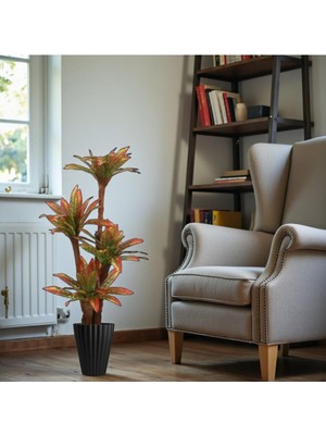 Erhan Flowers 150 cm Yapay Kırmızı Yuka Ağaç Siyah Luna Saksı