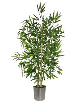 130 cm 4 Gövdeli Yapay Bambu Agacı Metal Saksı