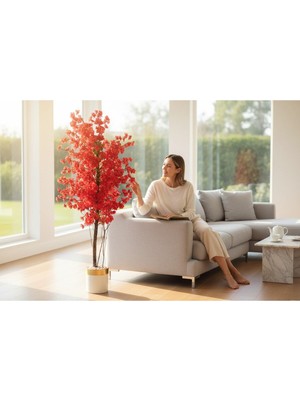 Erhan Flowers 180 cm Darbuka Saksıda Kırmızı Bahar Dalı