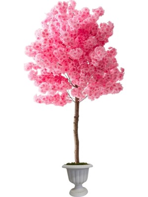Pembe Yapay Ağaç Bahardalı 180 cm Nergiz Plastik Saksı