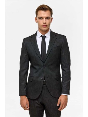 Süvari Slim Desenli Mono Yaka 6 Drop Siyah Erkek Alt-Üst Takım TK1020000330