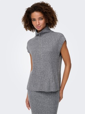 Only Onljeanett Lıfe Sl Rıb Hıghneck cc Knt Kadın Gray Kazak - 15350359
