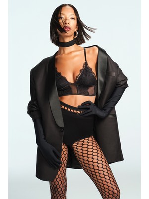 Penti Triangle Longline Siyah Sütyen