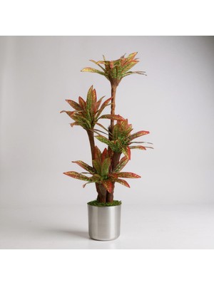 Erhan Flowers 150 cm Yapay Kırmızı Yuka Ağaç Metal Saksı