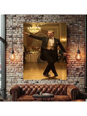 Özkacar Group Atatürk Zeybek Oynarken Kanvas Tablo Ev Duvar Salon Ofis Dükkan Iş Yeri Hediyelik Dekarasyon Süsü