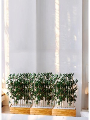 200 cm Ahşap Saksıda 200 cm 30 Adet Yapay Bambu Seperatör