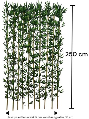250 cm Yapay Bambu Dogal Govde Yogun Yaprak