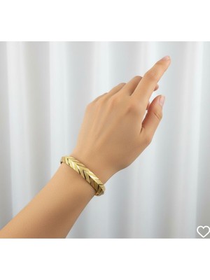 Kuyumcu Nurettin 12 gr (Gram) Başak Desenli Piramit Şarnel Bilezik 22 Ayar Altın Yatırımlık Işçiliksiz