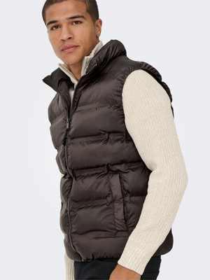 Only & Sons Onsunıon Seamless Lıfe Puffer Vest Otw Erkek Kahverengi Yelek - 22034830