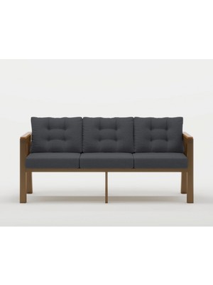 Elmas 3'lü (Antrasit) Metal Gövde Balkon-Bahçe-Kafe,çay Seti,koltuk Takımı,oturma Grubu,ofis Koltuğu