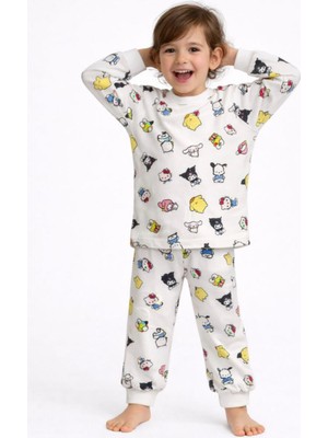 Desenli Interlok Uzun Kollu Mevsimlik Kız Çocuk Pijama Takımı