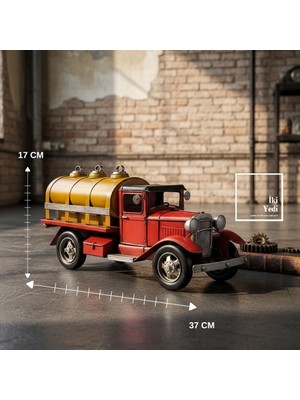 İki Yedi Konsept Ernuph Retro Yakıt Tankerli Metal Kamyon Biblo, 1930’LAR Esintili Dekoratif Masaüstü Obje Hediyelik