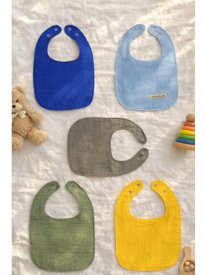 Enhitbaby 5'li Sıvı Geçirmez Çift Kat Müslin Mama ve Salya Önlüğü, %100 Pamuk Alezli