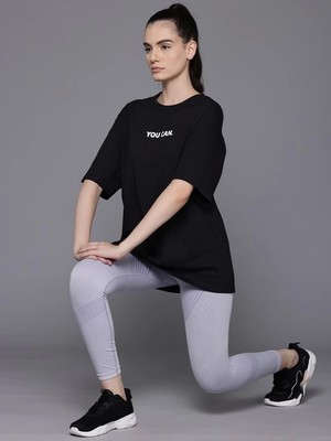 Dua Giyim Baskılı Oversize T-Shirt - Siyah