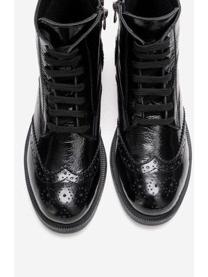 Luvi Nelvy Siyah Rugan Hakiki Deri Kadın Bot