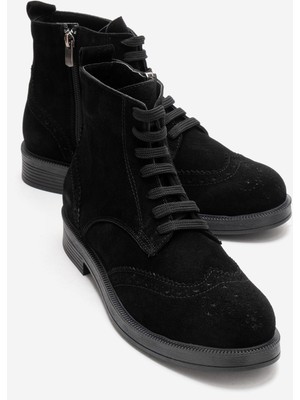 Luvi Nelvy Siyah Süet Hakiki Deri Kadın Bot