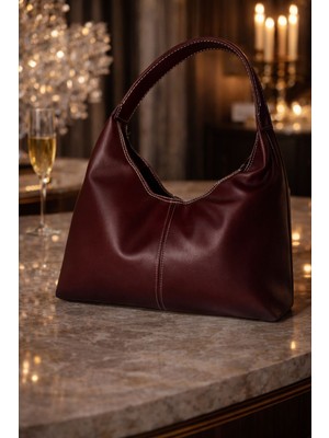 Huma Butik Takı Aksesuar Bordo Kadın Omuz Çantası – Yumuşak Dokulu Günlük Şık Çanta