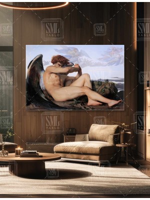 SML Tablo Düşen Melek Fallen Angel Kanatlı Üzgün Melek Alexandre Cabanel Yatay Kanvas Tablo