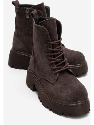 Luvi Loreta Kahverengi Süet Hakiki Deri Kadın Postal Bot